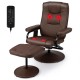 Brown 360° swivel massage recliner chair with ottoman, featuring adjustable backrest and 8 massage modes for ultimate.